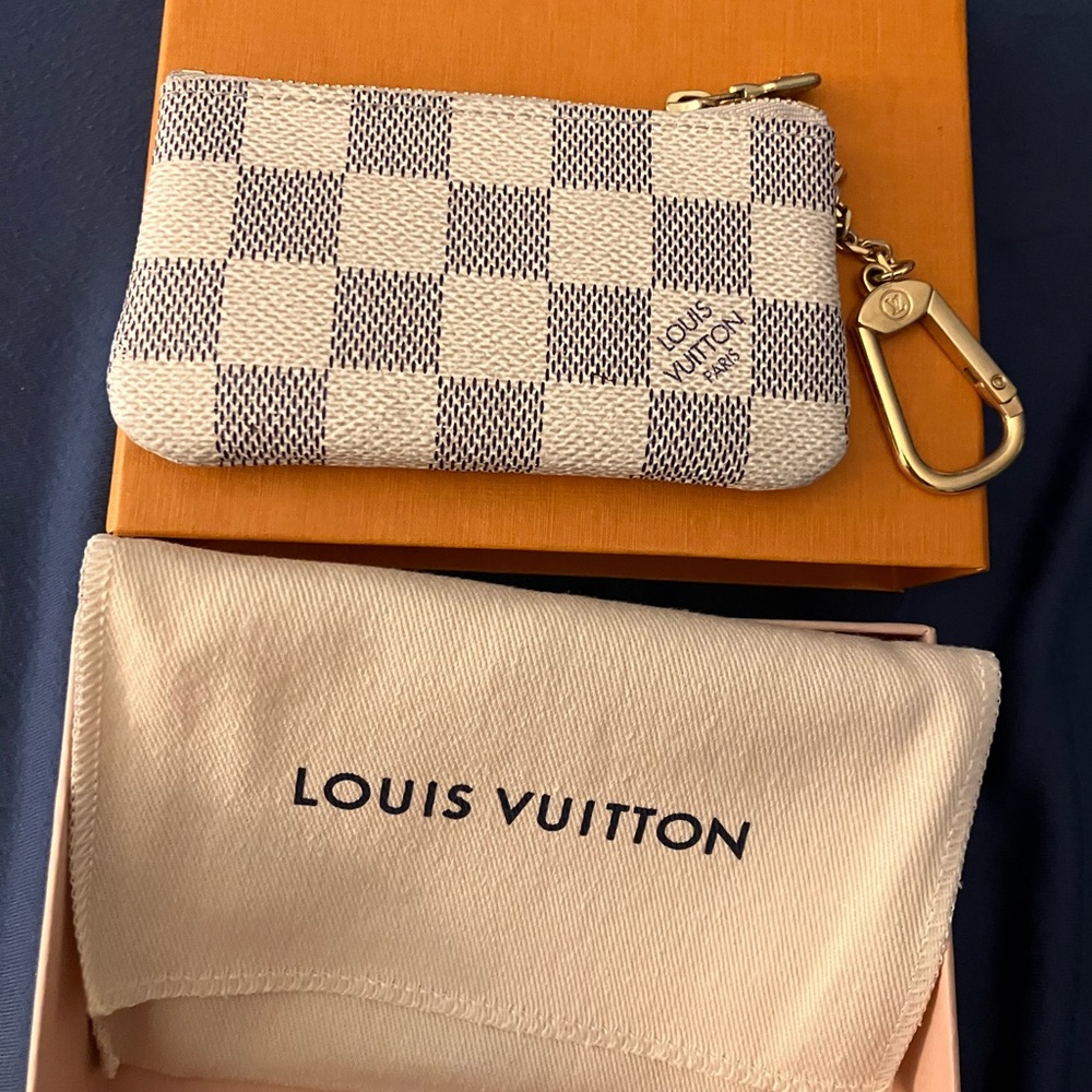 Louis Vuitton Key Pouch in 
historic Damier Azur canvas *VINTAGE*
